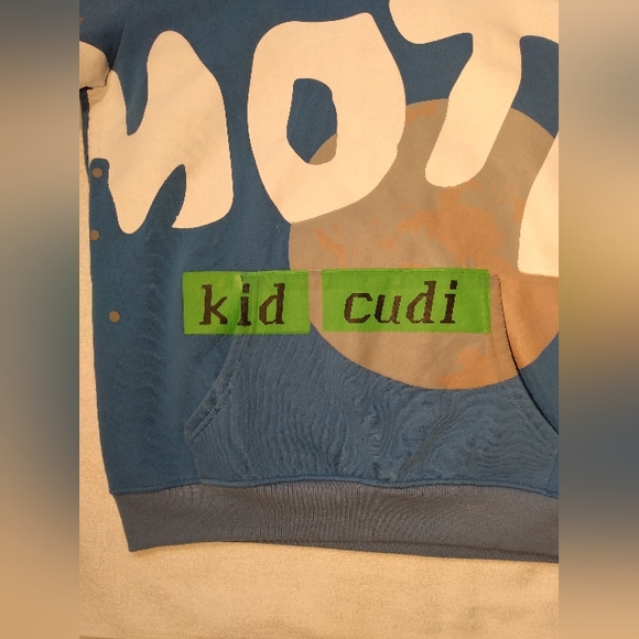 KID CUDI Man on the Moon 3 The Chosen  Cotton Blue Heavy Sweatshirt print Hoodie - Picture 5 of 13
